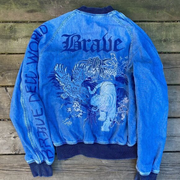 RARE Embroidered Diesel GREGG 792 Brave New World Reversible Denim Jacket - Picture 8 of 16